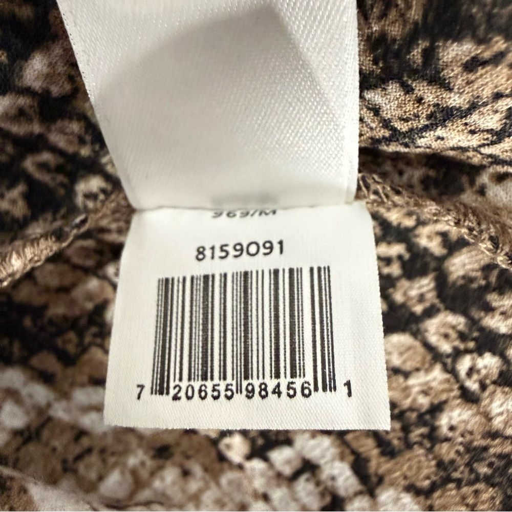 Snake Print Ruffle Sleeve Mock Neck 1.STATE Brown Top Size M Medium - Picture 9 of 9